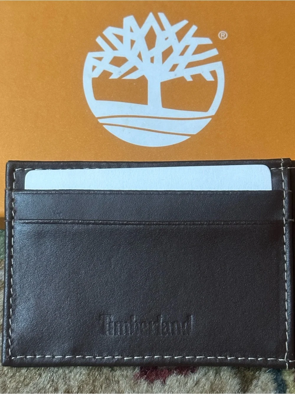 Timberland Dark Brown Genuine Leather Money Clip Wallet